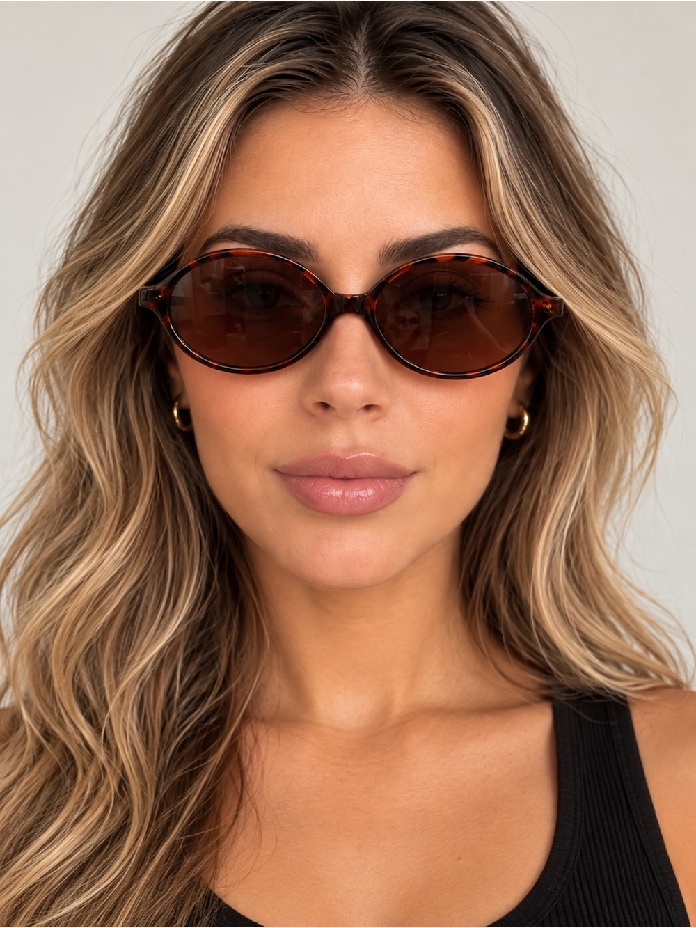 Vintage-Inspired Oval Tortoiseshell Brown Sunglasses